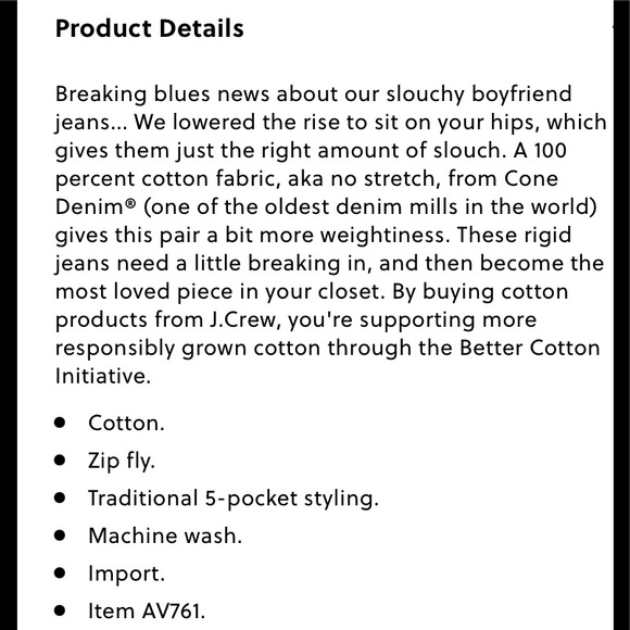 NWT J Crew Slouchy Boyfriend Jean Simsberry Wash AV761 29 Rigid 100% Cotton - Picture 8 of 8